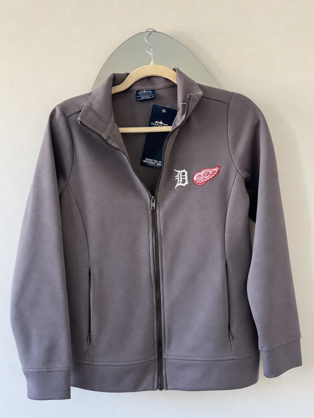 Detroit Red Wings & Tigers Charles River Full Zip Jacket Women’s XS Gray NWT